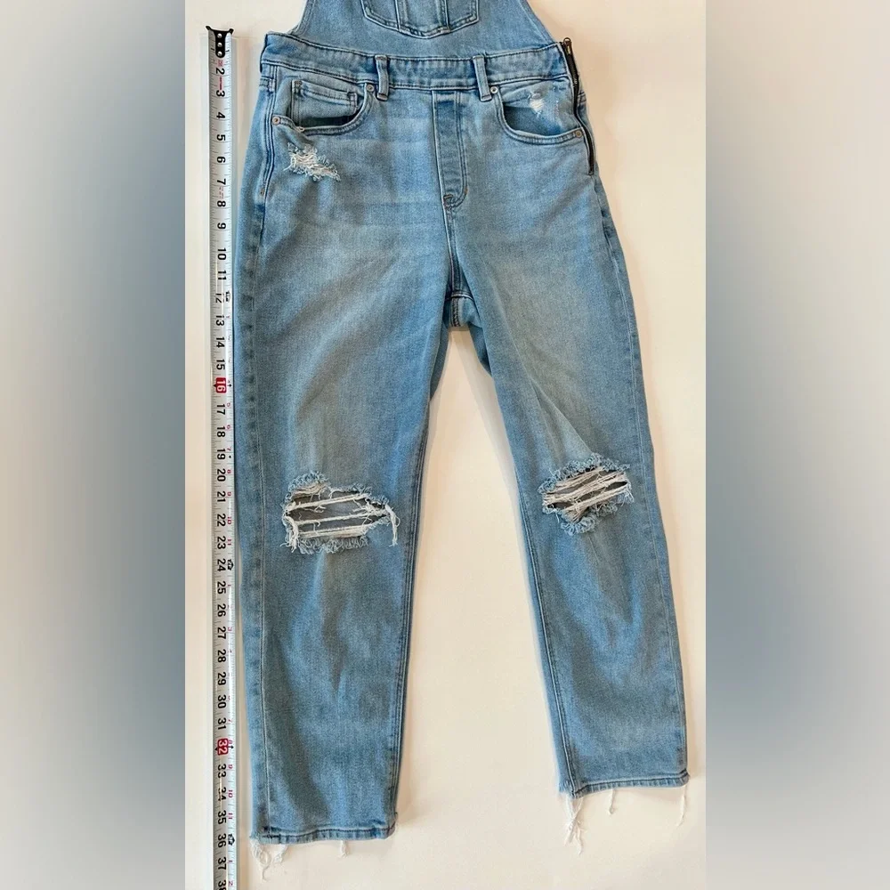 American Eagle Outfitters Mom Denim Distressed Overalls - Picture 3 of 13